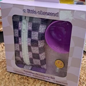 A Little Obsessed Kids Purple Tumbler Accessory Set with Detachable Pouch
